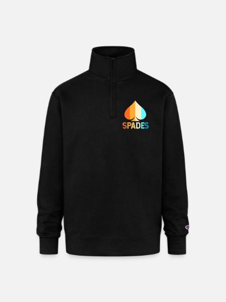 Spades Card Game Player - Champion Unisex 1/4 Zip Pullover Sweatshirt - black