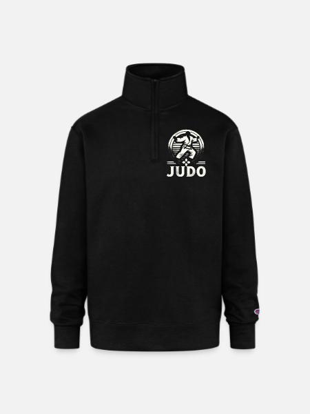 Judo Mastery Combat Emblem - Champion Unisex 1/4 Zip Pullover Sweatshirt - black