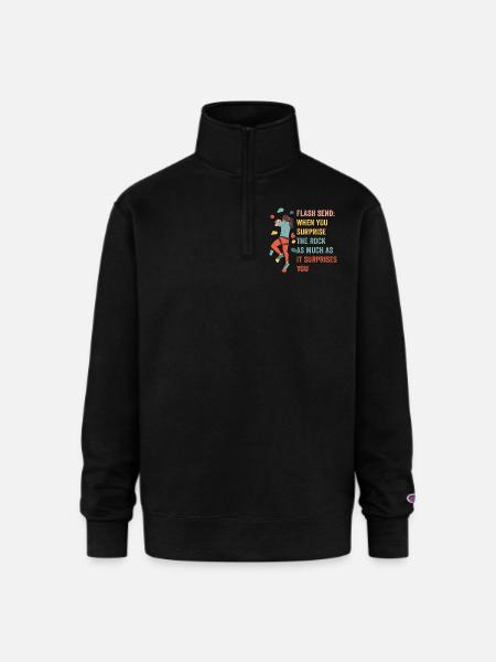 Boulderer Flash Send Bouldering - Champion Unisex 1/4 Zip Pullover Sweatshirt - black