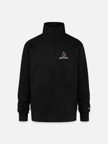 Low Battery Coffee Mug Illustration - Champion Unisex 1/4 Zip Pullover Sweatshirt - black