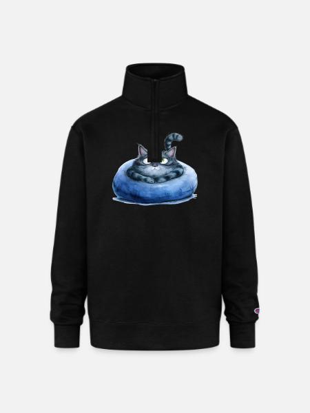Funny Cat - Champion Unisex 1/4 Zip Pullover Sweatshirt - black