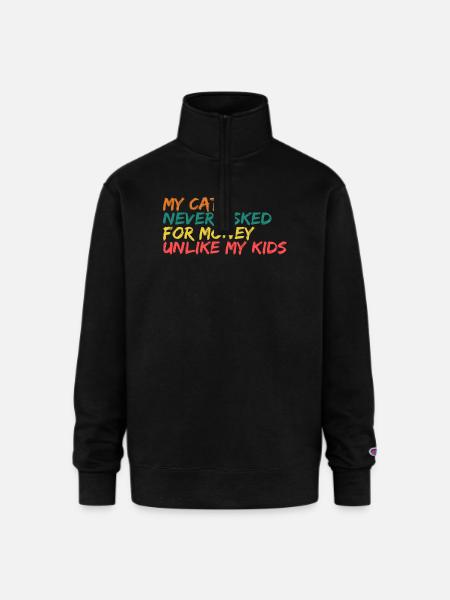 Retro Feline Philosophy - Champion Unisex 1/4 Zip Pullover Sweatshirt - black
