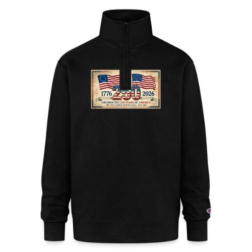 USA 250th Anniversary Flags Emblem - Champion Unisex 1/4 Zip Pullover Sweatshirt