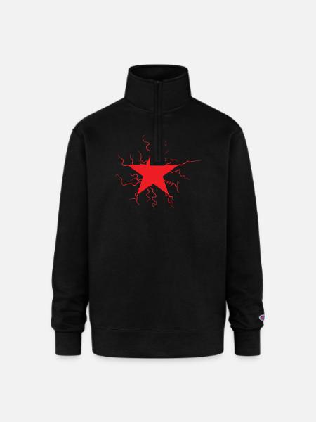 red star - Champion Unisex 1/4 Zip Pullover Sweatshirt - black