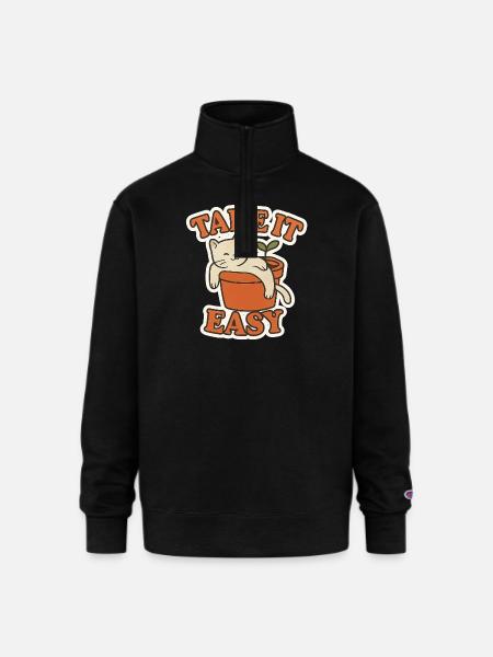 Take It Easy - Champion Unisex 1/4 Zip Pullover Sweatshirt - black