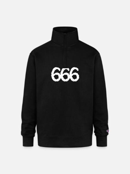 666 symbol number white - Champion Unisex 1/4 Zip Pullover Sweatshirt - black