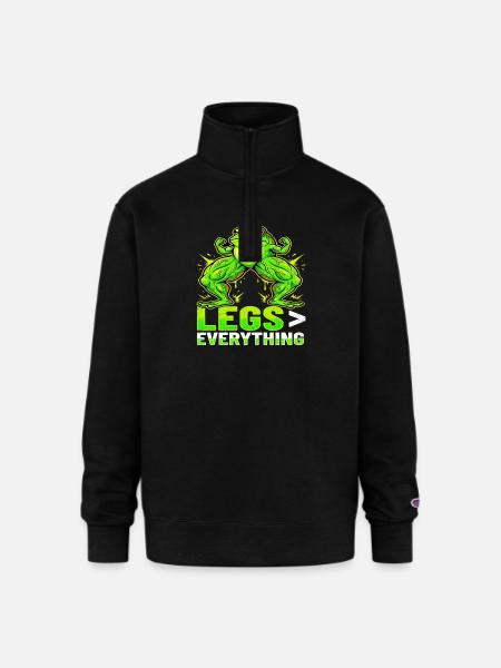 Legs Over Everything Frog - Champion Unisex 1/4 Zip Pullover Sweatshirt - black