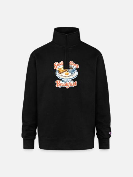 Saving lives before breakfast. - Champion Unisex 1/4 Zip Pullover Sweatshirt - black
