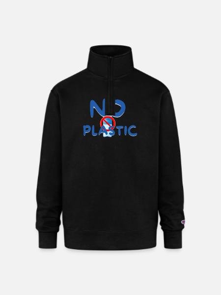 NO PLASTIC - Champion Unisex 1/4 Zip Pullover Sweatshirt - black