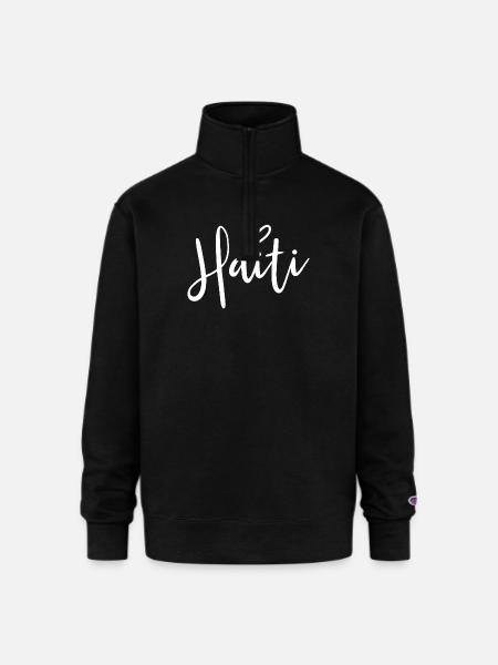 Haiti Heart Women's Love Haiti - Champion Unisex 1/4 Zip Pullover Sweatshirt - black