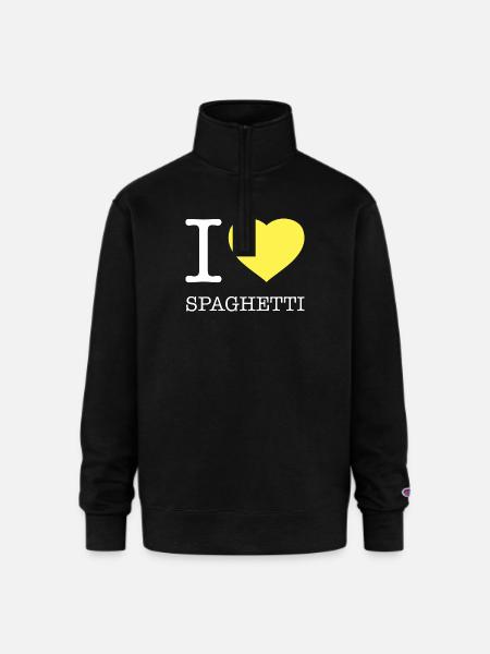 I LOVE SPAGHETTI - Champion Unisex 1/4 Zip Pullover Sweatshirt - black