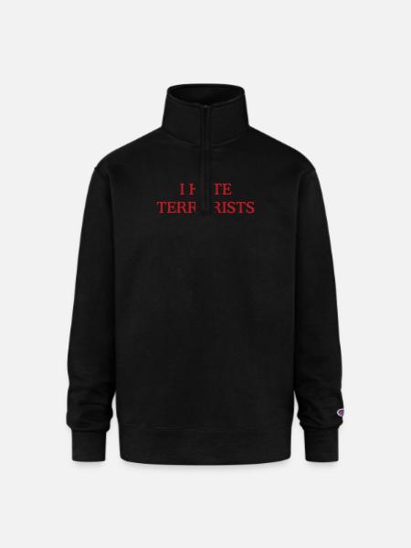 Hate-Terrorists-Long-Sleeve- - Champion Unisex 1/4 Zip Pullover Sweatshirt - black
