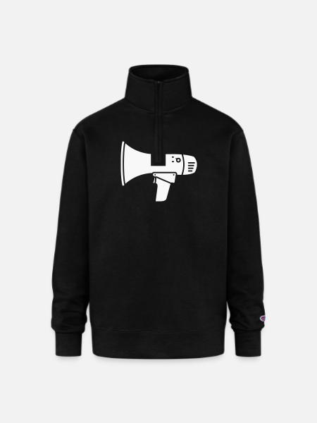 Megaphone Protest Internet Shout - Champion Unisex 1/4 Zip Pullover Sweatshirt - black
