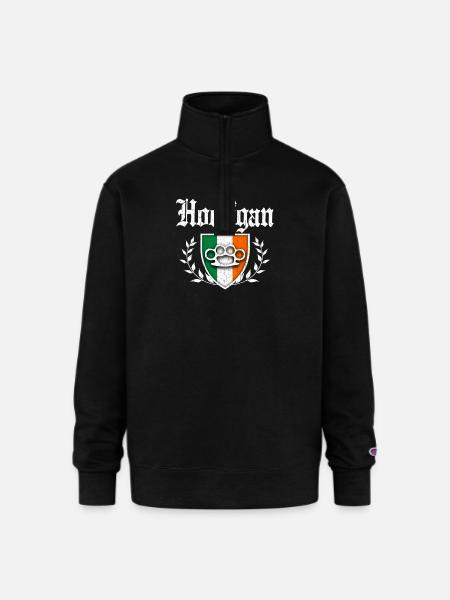 Irish Hooligan Crest vintage distressed look - Champion Unisex 1/4 Zip Pullover Sweatshirt - black