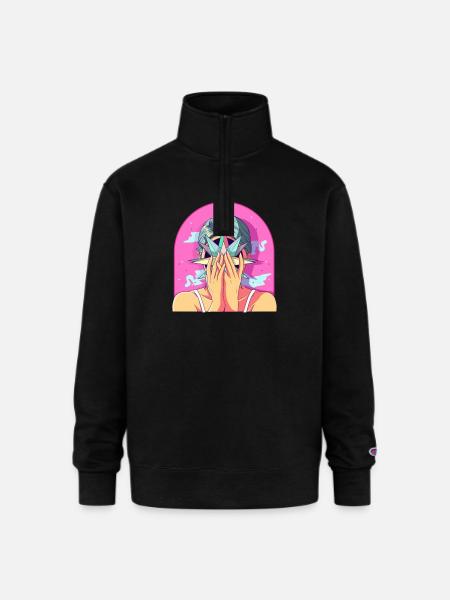 Translate - Champion Unisex 1/4 Zip Pullover Sweatshirt - black