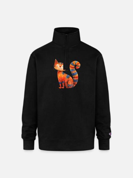 Funny Cat - Champion Unisex 1/4 Zip Pullover Sweatshirt - black