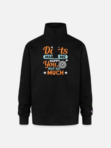 Darts Dart Player - Champion Unisex 1/4 Zip Pullover Sweatshirt - black