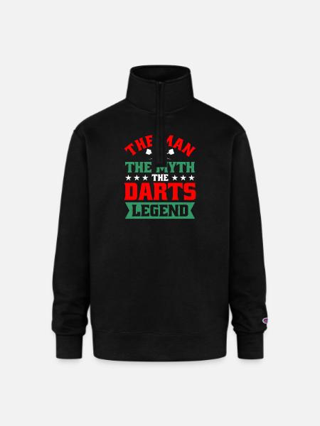 Darts Dart Player - Champion Unisex 1/4 Zip Pullover Sweatshirt - black