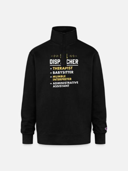 911 Dispatcher Humor - Champion Unisex 1/4 Zip Pullover Sweatshirt - black
