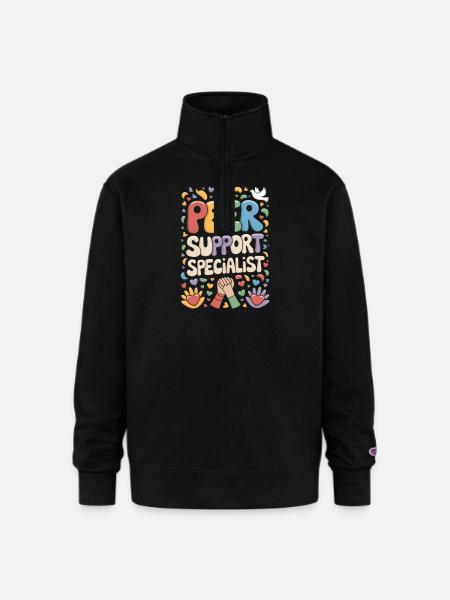 Peer Support - Champion Unisex 1/4 Zip Pullover Sweatshirt - black