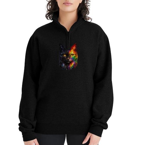 Cosmic Galaxy Rainbow Cat - Champion Unisex 1/4 Zip Pullover Sweatshirt