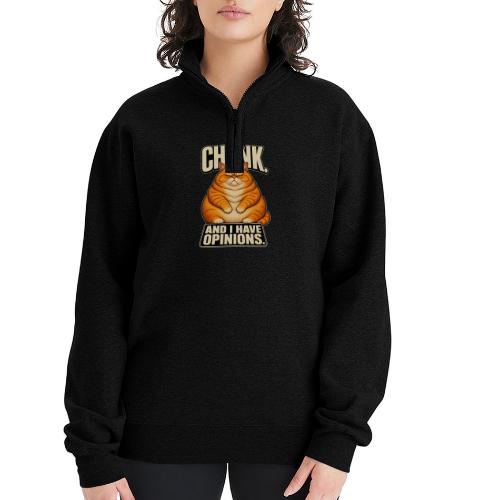 Chonk King Cat - Opinionated Kitty - Champion Unisex 1/4 Zip Pullover Sweatshirt
