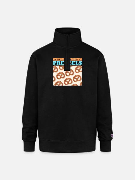 Pretzel Lover By Pretzels - Champion Unisex 1/4 Zip Pullover Sweatshirt - black