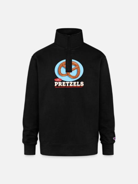 Pretzel I Love Pretzels - Champion Unisex 1/4 Zip Pullover Sweatshirt - black