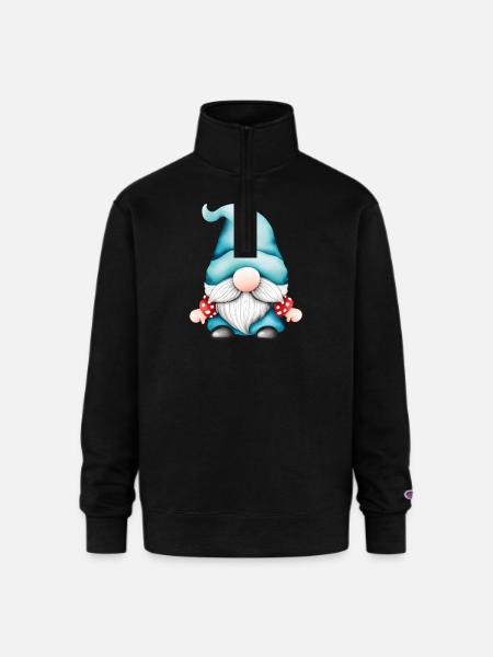 Gnome - Champion Unisex 1/4 Zip Pullover Sweatshirt - black