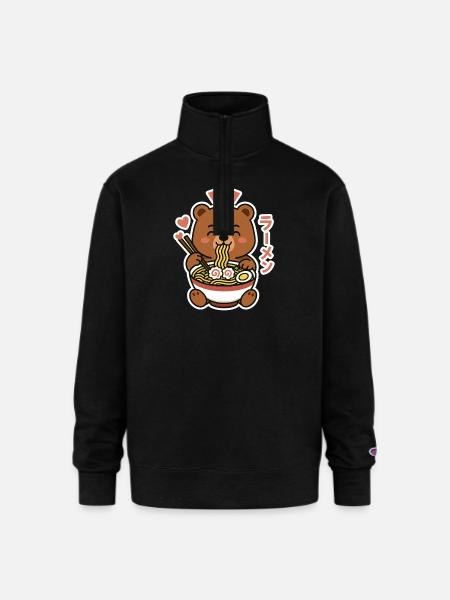 ramen bear - Champion Unisex 1/4 Zip Pullover Sweatshirt - black
