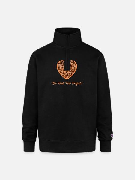 Fingerprint Heart Custom Design - Champion Unisex 1/4 Zip Pullover Sweatshirt - black
