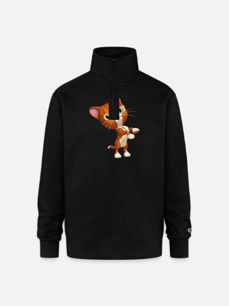 Orange Tabby Cat - Champion Unisex 1/4 Zip Pullover Sweatshirt - black
