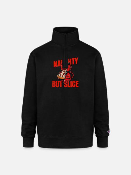 Naughty But Slice - Champion Unisex 1/4 Zip Pullover Sweatshirt - black
