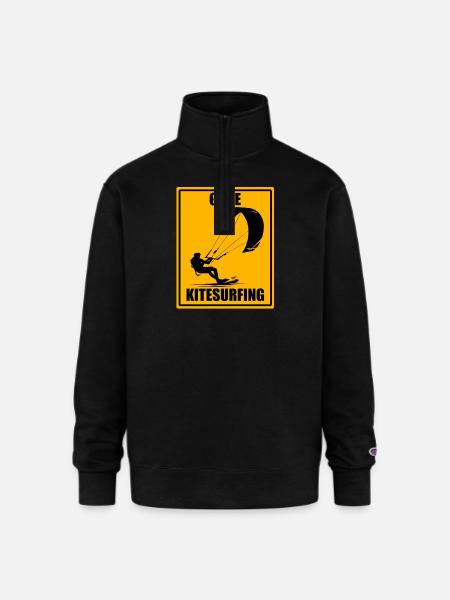 Gone Kitesurfing Sign - Champion Unisex 1/4 Zip Pullover Sweatshirt - black
