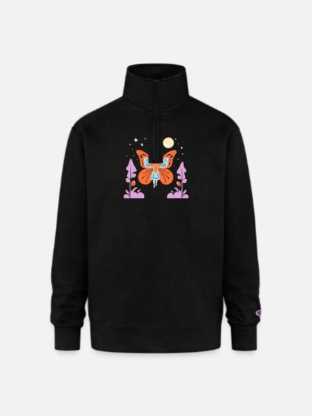 Pumpkin Fairy Moonlight - Champion Unisex 1/4 Zip Pullover Sweatshirt - black