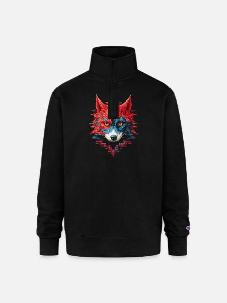 Fox Animal Zoo Illustration - Champion Unisex 1/4 Zip Pullover Sweatshirt - black