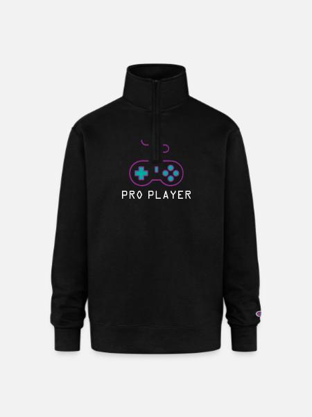 Pro Player Gamer - Champion Unisex 1/4 Zip Pullover Sweatshirt - black
