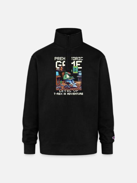 t-rex prehistoric game - Champion Unisex 1/4 Zip Pullover Sweatshirt - black