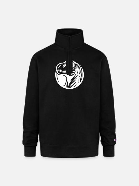 Grinning Raptor Logo Style - Champion Unisex 1/4 Zip Pullover Sweatshirt - black