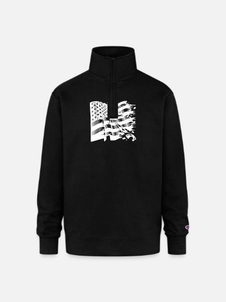 Usa Flagge Tattoo Style - Champion Unisex 1/4 Zip Pullover Sweatshirt - black