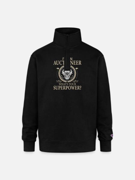 Funny Auctioneer Awesome - Champion Unisex 1/4 Zip Pullover Sweatshirt - black