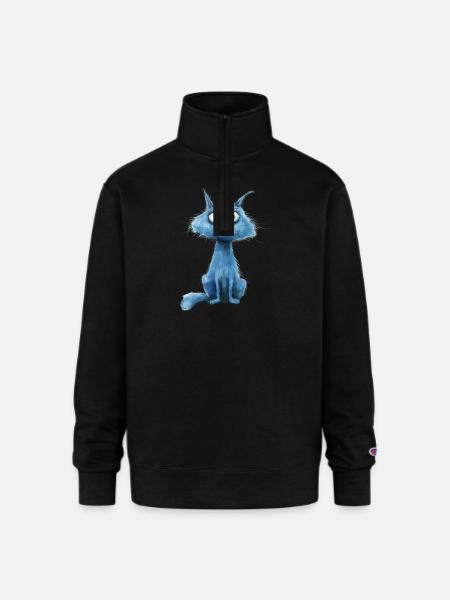Funny Cat - Champion Unisex 1/4 Zip Pullover Sweatshirt - black