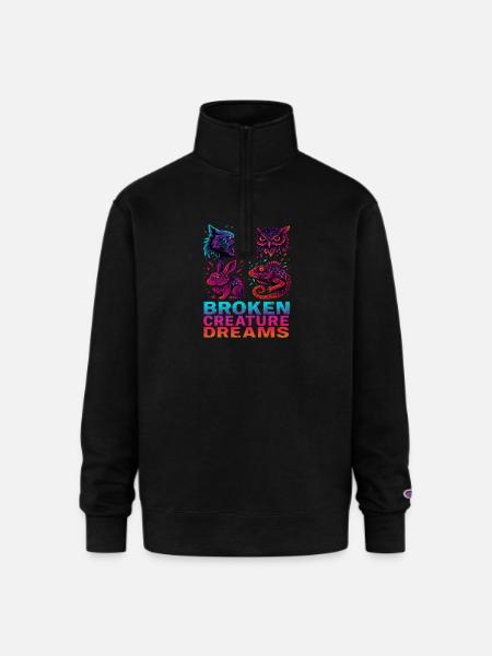 Bizarre Abstract Animals Broken Creatures - Champion Unisex 1/4 Zip Pullover Sweatshirt - black