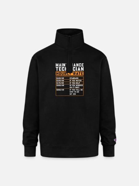 Maintenance Technician Hourly Rate - Champion Unisex 1/4 Zip Pullover Sweatshirt - black
