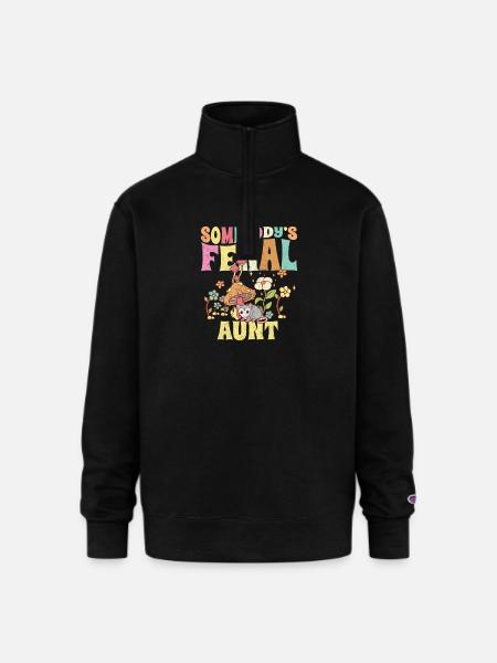 Somebody's Feral Aunt Garden - Champion Unisex 1/4 Zip Pullover Sweatshirt - black