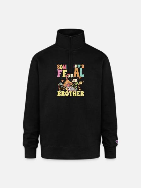 Somebody's Feral Brother - Champion Unisex 1/4 Zip Pullover Sweatshirt - black