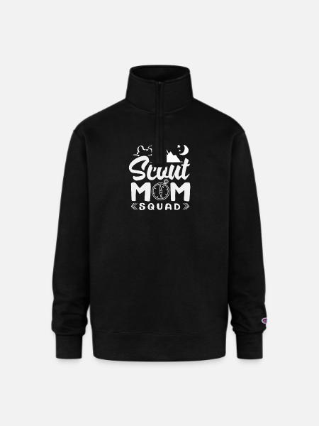 Proud Mother Scout Scouting Mom Squad - Champion Unisex 1/4 Zip Pullover Sweatshirt - black