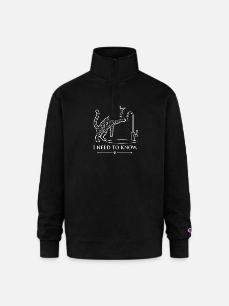 Curious Bengal Cat - Champion Unisex 1/4 Zip Pullover Sweatshirt - black