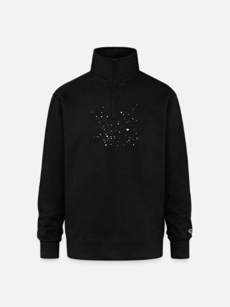 Heart Ink Dots - Champion Unisex 1/4 Zip Pullover Sweatshirt - black