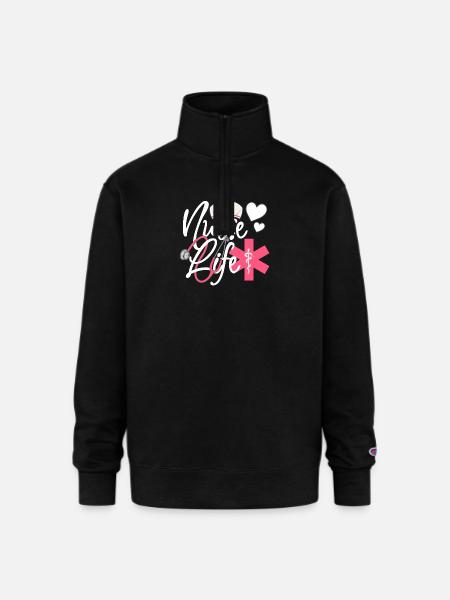 Nurse Life – Heart & Stethoscope Pride - Champion Unisex 1/4 Zip Pullover Sweatshirt - black